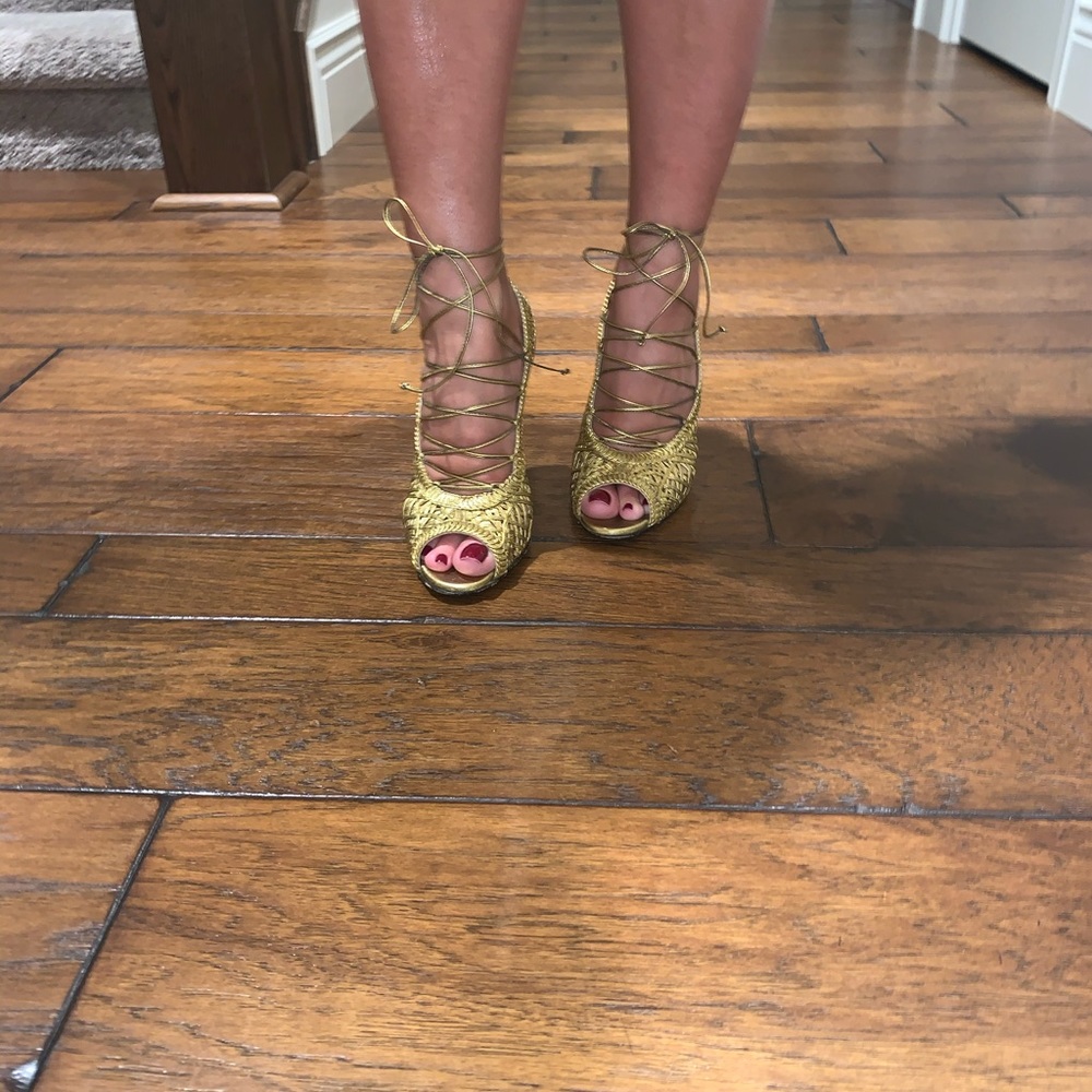Tom Ford Gold Lace up pumps 37.5 - Picture 5 of 8